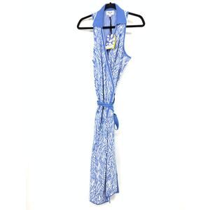 Diane Von Furstenberg X Target Collared Sea Twig Blue Wrap Sweater Dress Sz XL